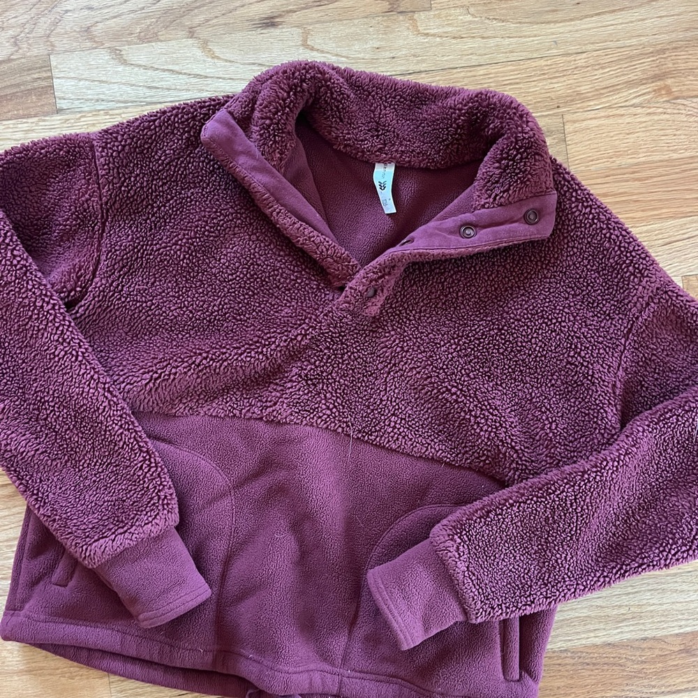 all in motion Plush Sherpa Pullover Jacket - Burgundy